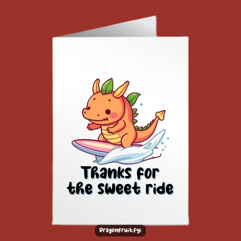 Free Printable Thanks Card: Rad Dragonfruit Surfer Dude LOL Downloadable Gift