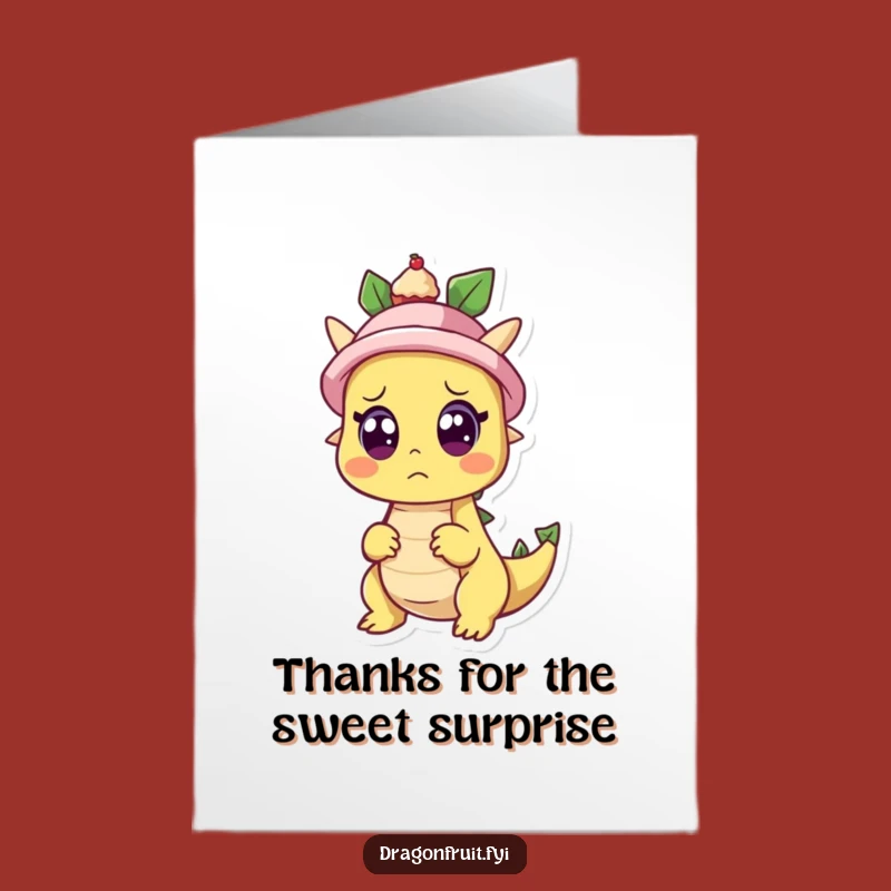Free Printable Funny Thank You Card: Dragonfruit Surprise Cupcake Hat, Humorous DIY