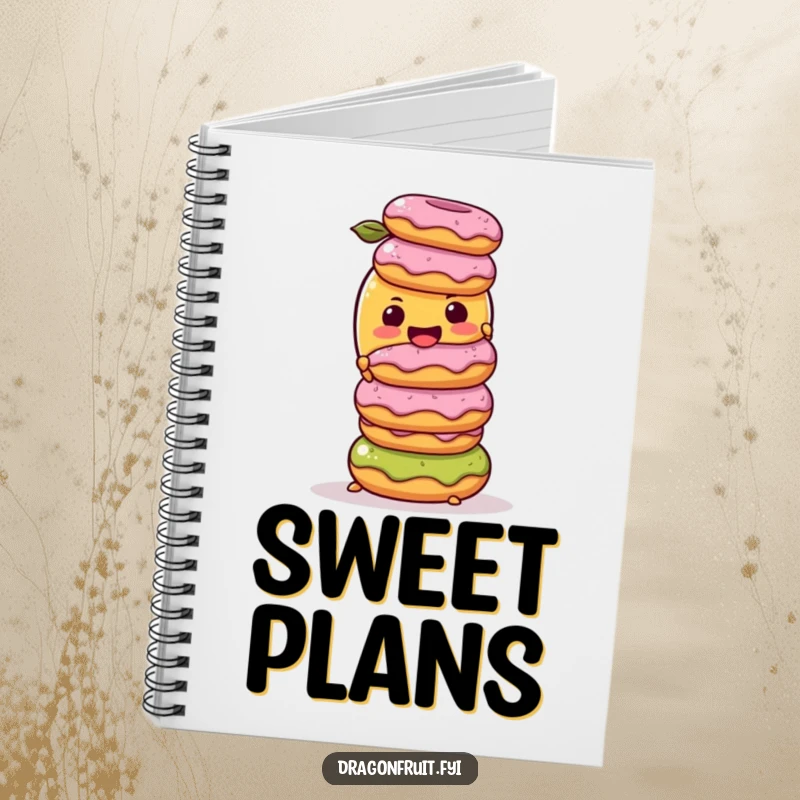 Funny Notebook: A mango character hilariously balancing donuts, perfect for jotting down recipes, sweet ideas, and witty observations.