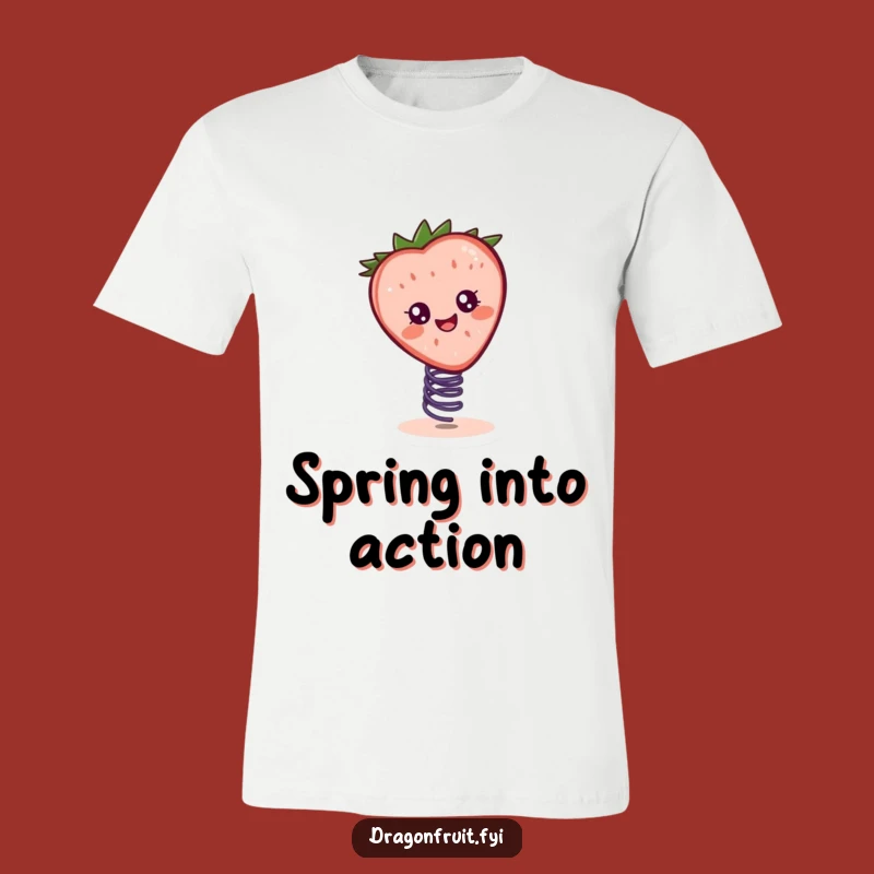 Funny Cheerful Strawberry Slice T-Shirt: Bouncy & Hilarious Fruit Apparel