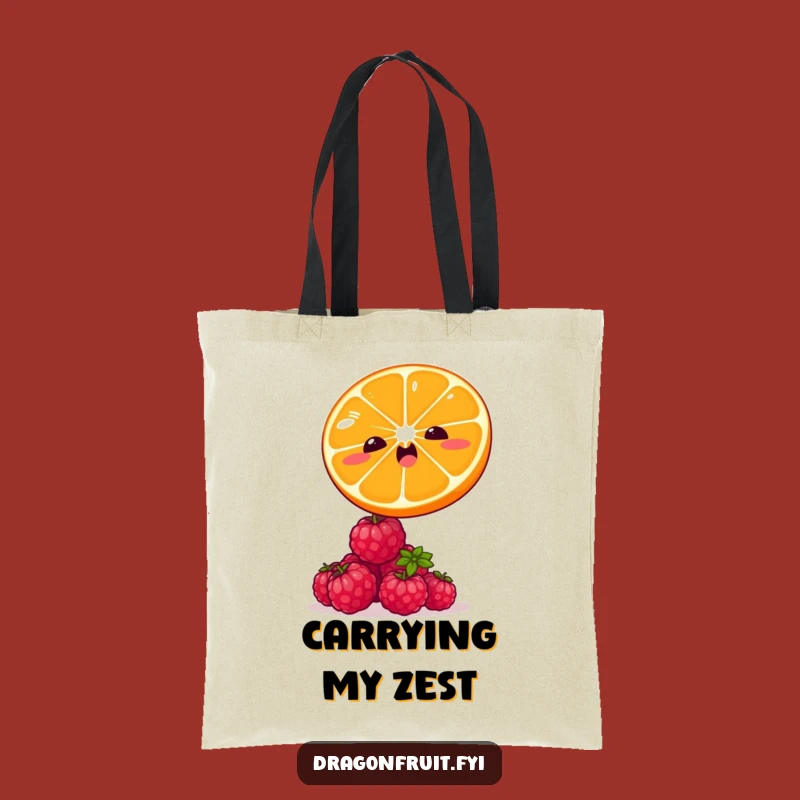 Funny Orange & Raspberry Tote Bag: Winking Citrus Durable Fruit Accessory
