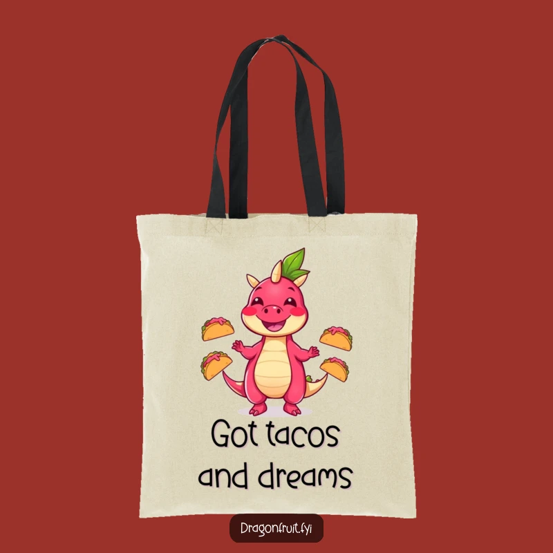 Funny Dragonfruit Taco Juggling Tote Bag: Stylish and Humorous Carry-All Gift
