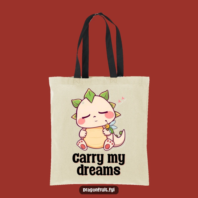 Funny Sleepy Dragonfruit Tote Bag: Adorable Snoring Fruit Character Carry-All