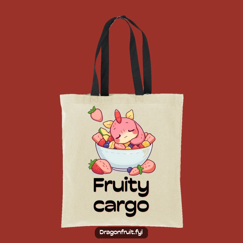 Funny Sleepy Dragonfruit Tote Bag: Snoozing Character, Carry Fruity Dreams