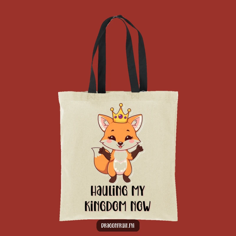 Funny Fox King Tote Bag - Stylish and Humorous Crowned Fox for Everyday Adventures
